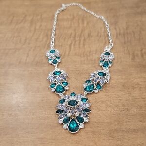 Green crystal statement necklace